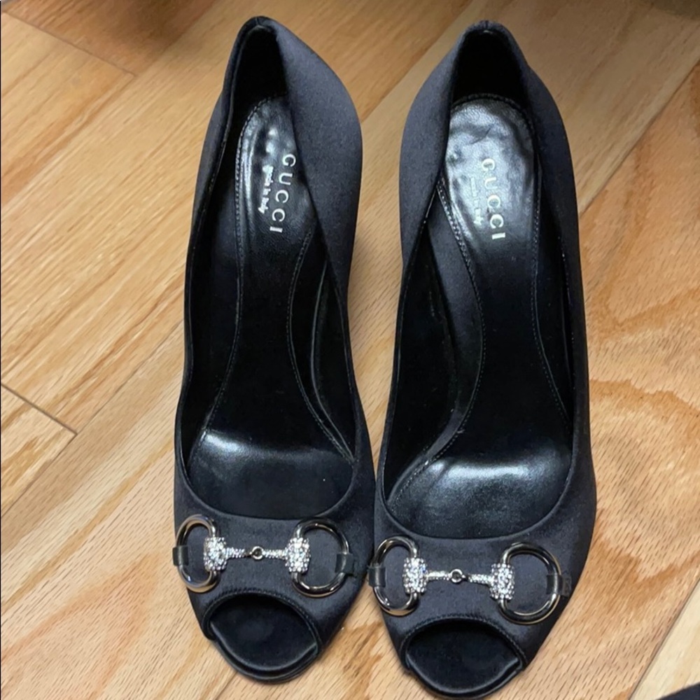 Gucci black satin  heels🖤